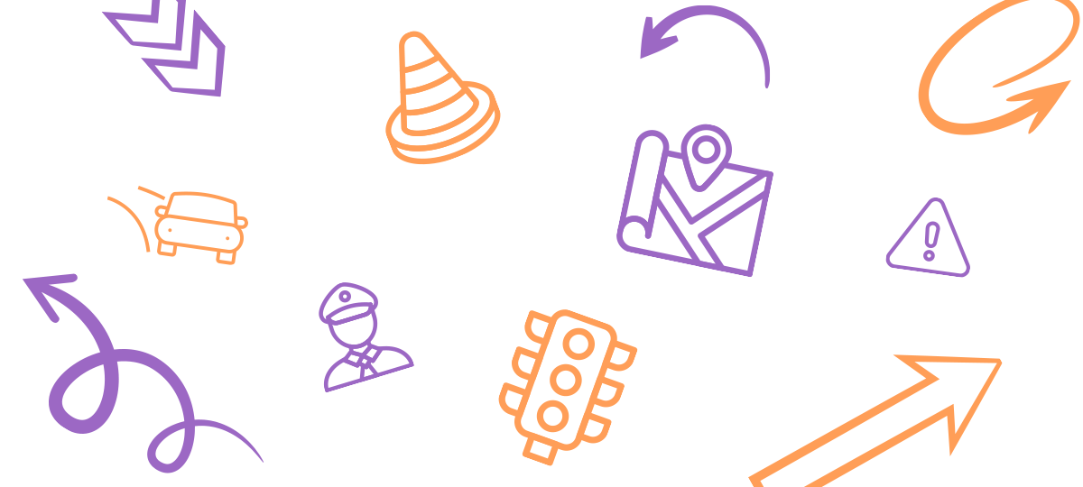 Grafica di copertina del corso di formazione dai valore alla vita con disegni di segnali stradali e semafori