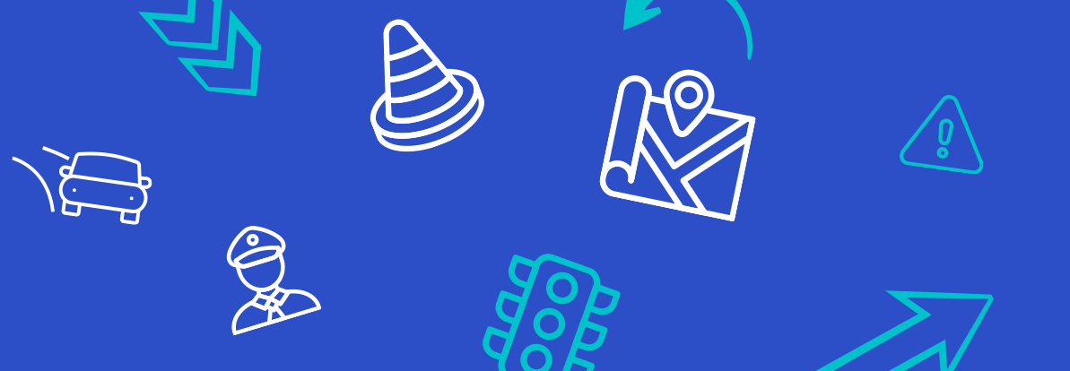 Grafica di copertina del percorso di formazione scuola lavoro dai valore alla vita con disegni di segnali stradali e semafori