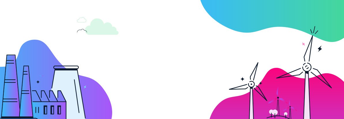 Grafica di copertina del percorso di formazione scuola lavoro estra la transizione energetica che fa scuola con centrale e nuvole