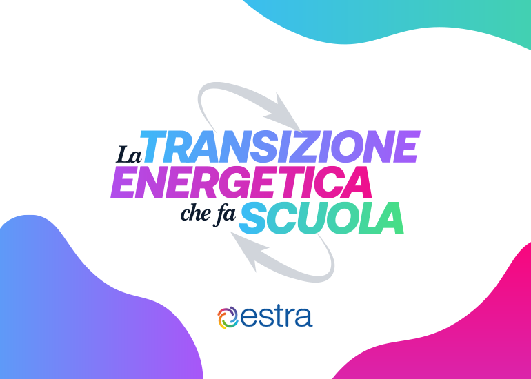 Grafica di presentazione del percorso di formazione scuola lavoro estra la transizione energetica che fa scuola con logo