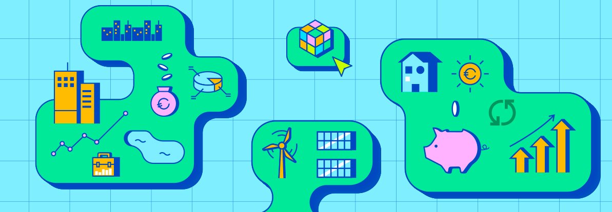 Grafica di copertina del percorso di formazione scuola lavoro il risparmio che fa scuola con disegni colorati