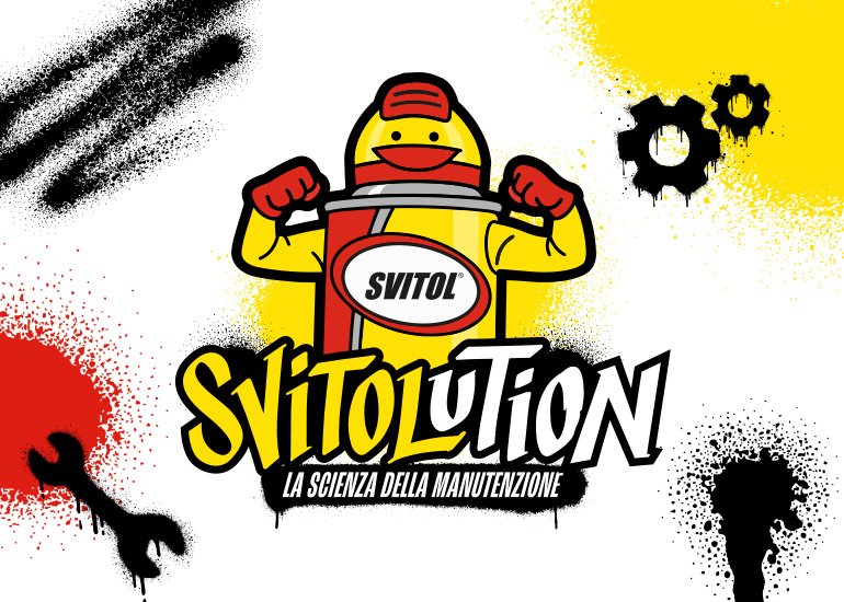 Grafica di copertina del percorso di formazione scuola lavoro svitolution con personaggio giallo e logo
