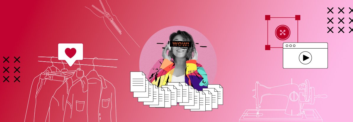 Grafica di copertina del percorso di formazione scuola lavoro storie di futuro made in Italy con ragazza alla moda