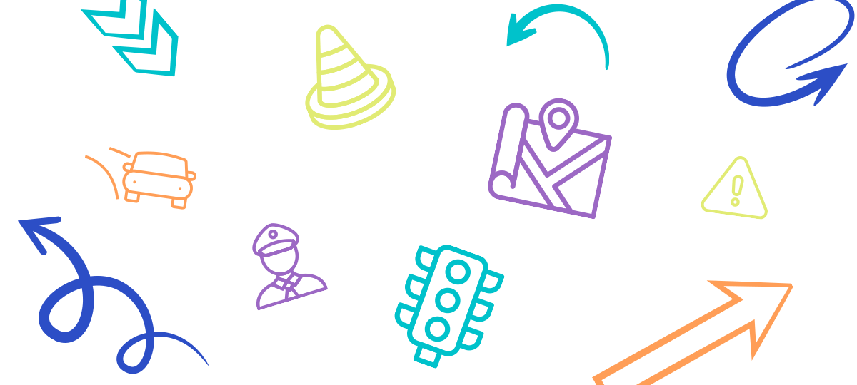 Grafica di copertina del progetto didattico dai valore alla vita con disegni di segnali stradali e semafori