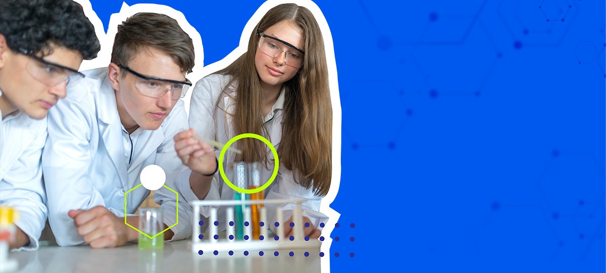 Grafica di copertina del progetto didattico mad for science con ragazzi scienziati