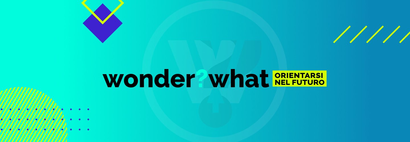 Grafica di copertina del portale del progetto didattico wonderwhat orientarsi nel futuro con logo