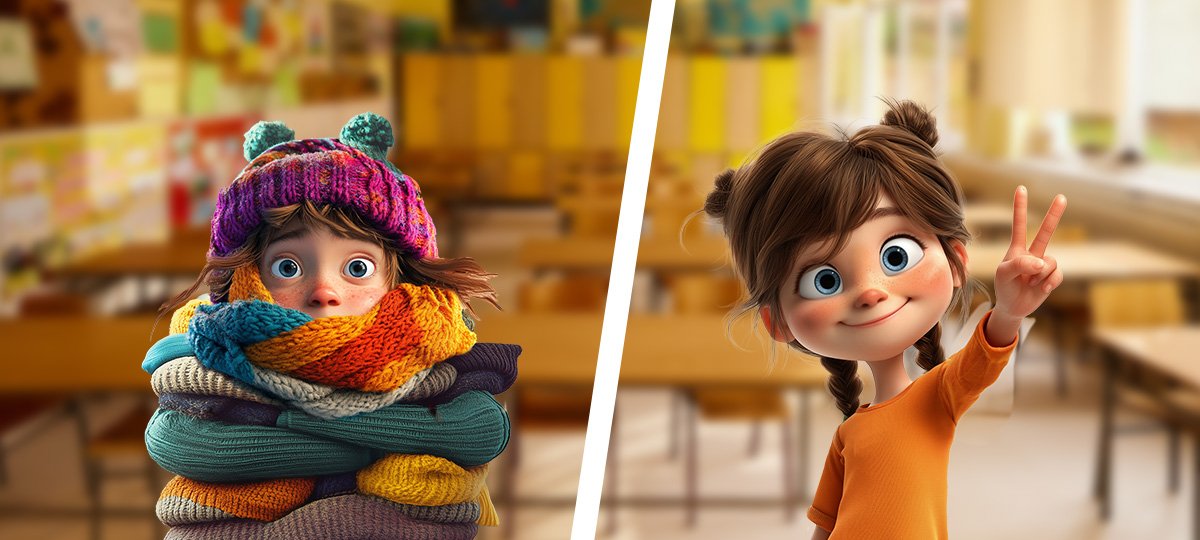 Grafica di copertina del progetto didattico copriamoli bene con la prevenzione con bambini con cappellino di lana