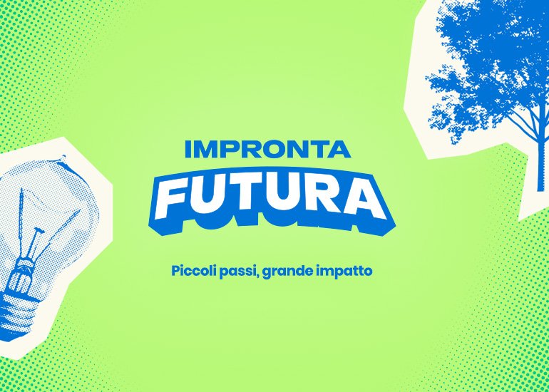 Grafica di presentazione del progetto educativo impronta futura piccoli passi grande impatto con logo