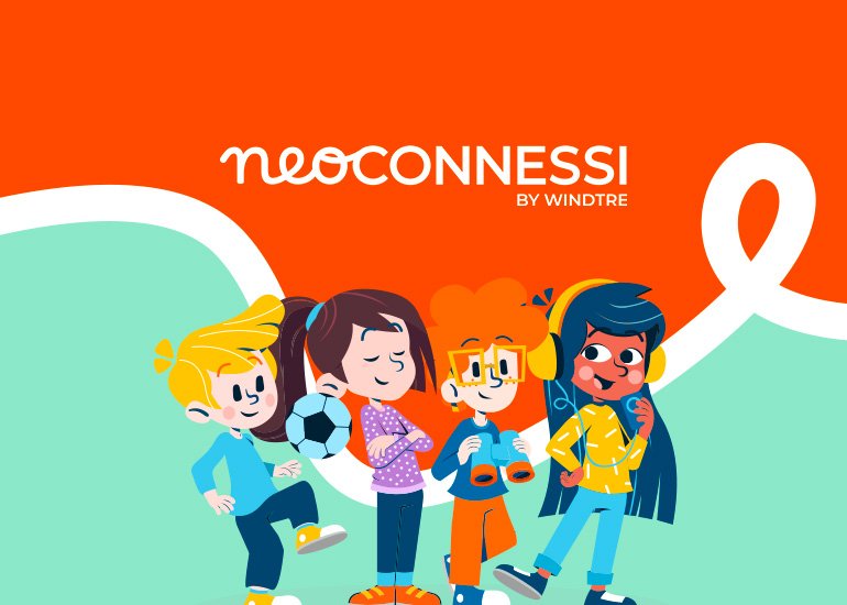 Grafica di presentazione del progetto di educazione digitale neoconnessi kids con personaggi del libro Nati Digital