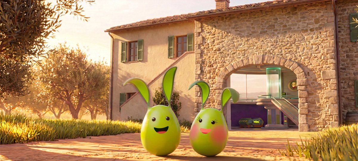 Grafica di copertina del progetto didattico educativo Mo' e Nini missione frantoio con bosco olio colline uliveti